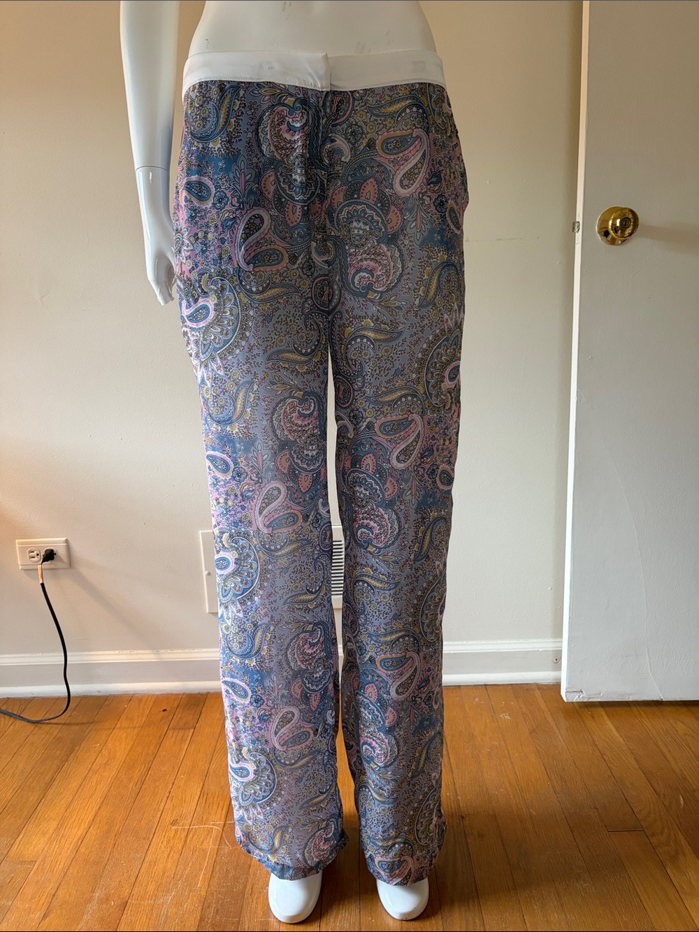 SETRE Paisley Print Trousers - Blue Side Stripe  Multi